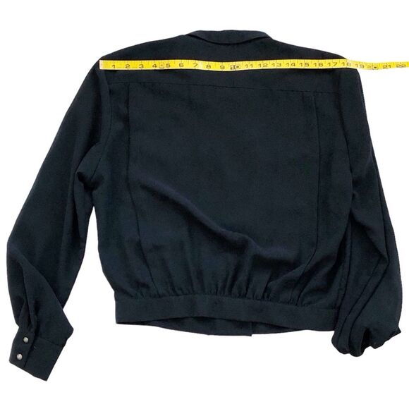 Liz Claiborne Vintage 80s Women’s Black Sheer Double Breasted Blouse Size 10 - Picture 5 of 11